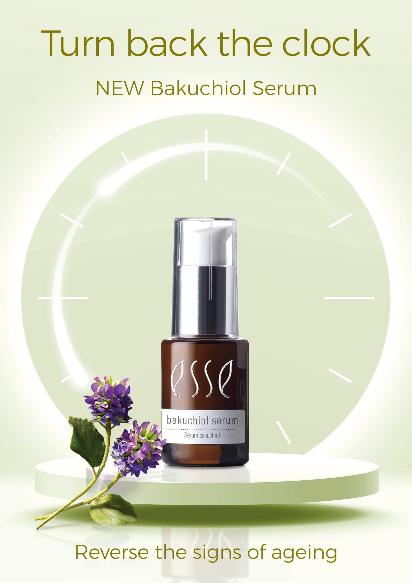 Proface shop - Esse Bakuchiol Serum bottle and flowers